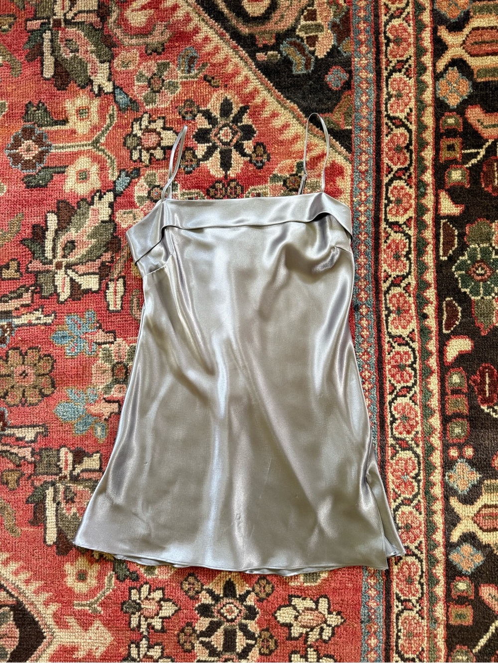 Y2K Satin Slip Chemise in Silver